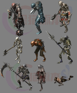 251203-B37沉默复古冰雪火龙骷髅丧尸力大无穷 传奇怪物高清素材