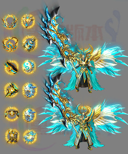 传奇素材 251106-A29-蓝袍天尊男女武器衣服首饰套装